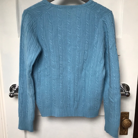 JCrew blue cable knit v neck sweater M - Picture 5 of 5